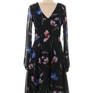 NWOT Betsey Johnson Navy floral long sleeve dress, size 6